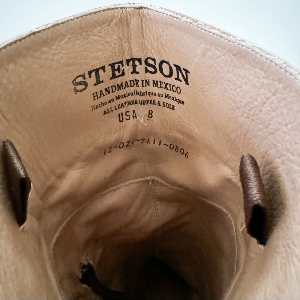 Stetson Brown Leather Talk Chunky Heeled Pull On Riding Boots - Picture 8 of 9